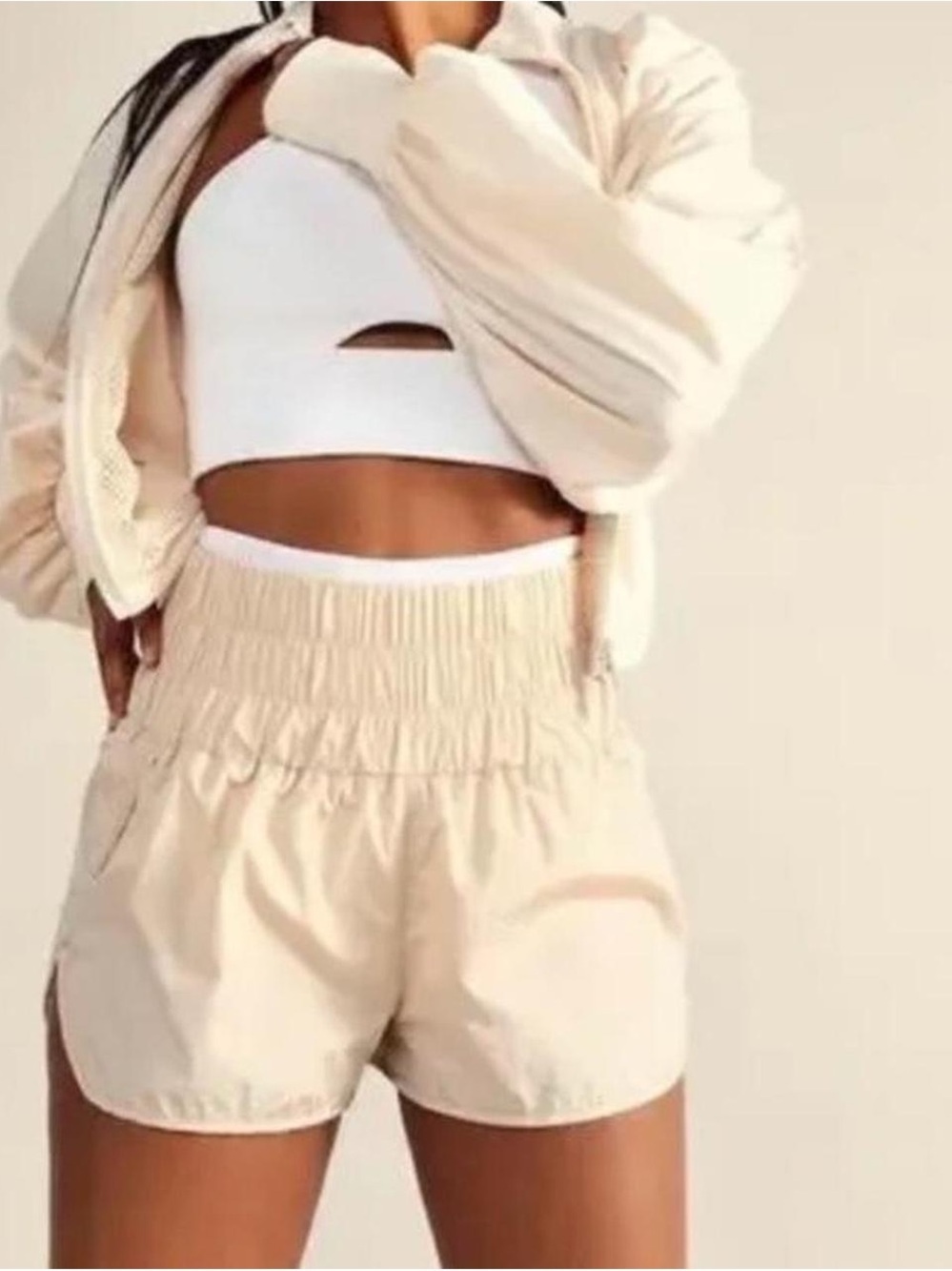 FP Movement The Way Home Cream Beige Shorts Neutral Women’s XS Running